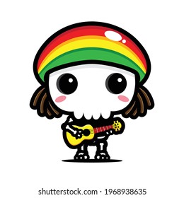 rasta skull character vector design