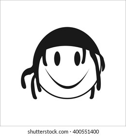 Rasta smile sign black simple icon on  background