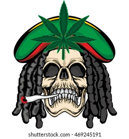 rastafarian coat of arms with skull, grunge.vintage design t-shirts