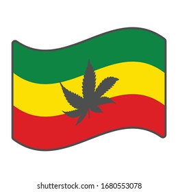 Bandera rastafari con icono de hoja. Símbolo de cannabis moderno, simple, vector, icono para el diseño de sitios web, aplicación móvil, ui. Ilustración vectorial