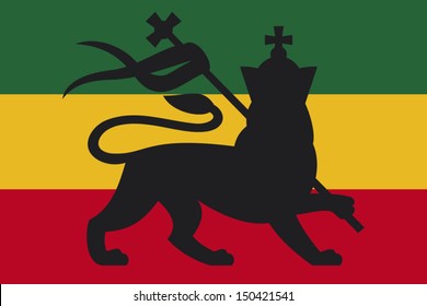 Rastafarian Flag With The Lion Of Judah (reggae Background)