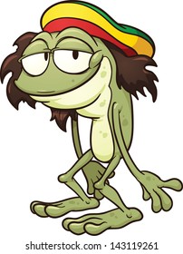 Rastafarian frog. Vector clip art illustration with simple gradients. All in a single layer.