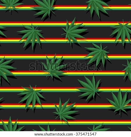 Rastafarian Ganja Seamless Vector Pattern Background