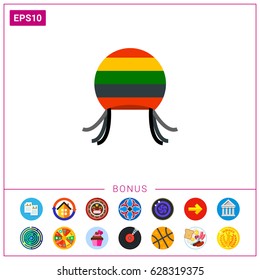 Rastafarian hat with dreadful locks icon