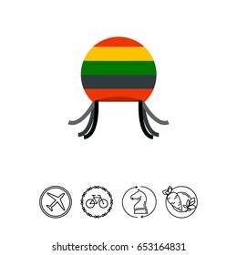 Rastafarian hat with dreadful locks icon