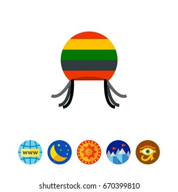 Rastafarian hat with dreadful locks icon