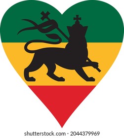 Rastafarian Heart Flag With The Lion Of Judah