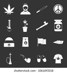 Rastafarian icons set vector white isolated on grey background 