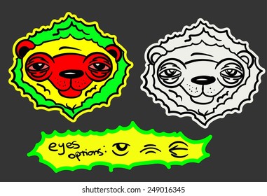 Rastafarian lion with eyes options