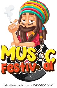 Rastafarian man enjoying music at a festival