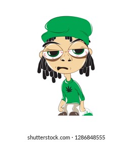 Rastafarian man, hippie, guy with dreadlocks icon. Avatar and person illustration.