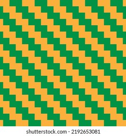 Rastafarian motif seamless pattern. Green yellow orange diagonal zigzags. Vector vintage reggae background.