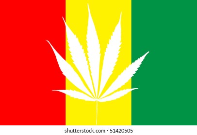 rastafarian reggae flag with marihuana leaf