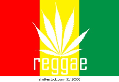 rastafarian reggae flag with marihuana leaf