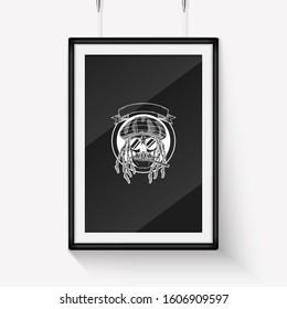 Rastafarian vector skull with dreadlocks.