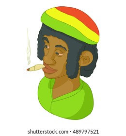 Rastaman icon in cartoon style isolated on white background. People symbol vector illustration