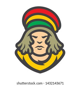 Rastaman. Reggae boy Vector Cartoon illustration.