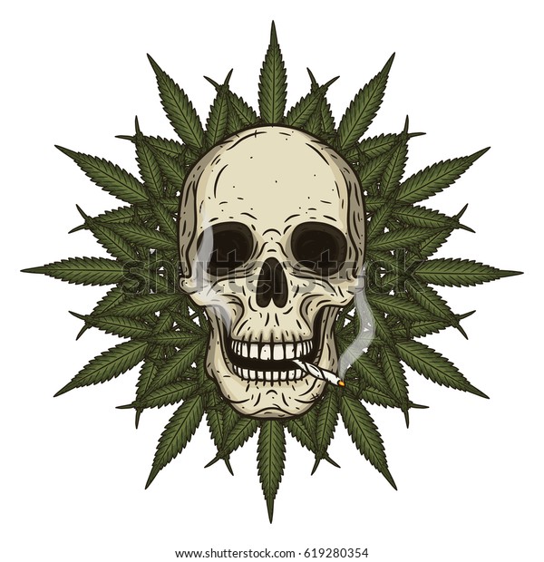 Rastaman Skull Cannabis Leafs Cigarette Over Stock Vector (Royalty Free ...