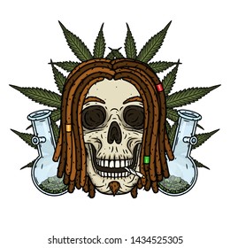 Rastaman Skull. Vector illustration isolated on white background. 