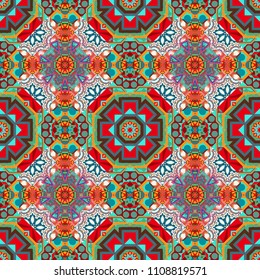 Raster abstract background in red, brown and beige colors. Floor tiles, porcelain ceramic tile, geometric seamless pattern for surface and floor, marble floor tiles.