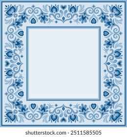 raster abstract decorative floral ethnic ornamental illustration. Square background