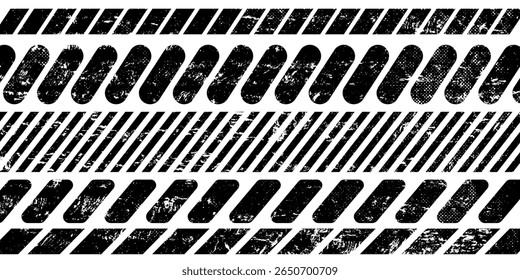 Raster abstract geometric seamless pattern with vertical fading lines, tracks, halftone stripes. Extreme sport style illustration, urban art.