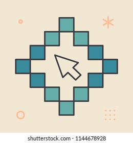 Raster art or pixel perfect concept. Unique and creative illustration. Flat design thin line style. Usage for e-mail newsletters, web banners, headers, blog posts, print and more.