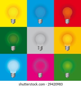 raster colorful bulbs