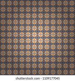 Raster colorful kaleidoscopic seamless pattern for textile, ceramic tiles, wallpapers and fabric. Traditional ethnic background in blue, gray and neutral colors.