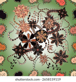 Raster floral pattern in doodle style with flowers. Gentle, tender floral background. Flowers on pleasant colors.