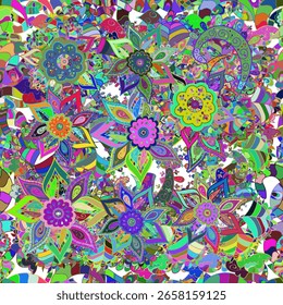 Patrón floral rasterizado en estilo doodle con flores. Fondo floral suave y tierno. Flores en colores agradables.