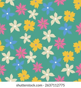 Raster floral seamless pattern. Elegant tropical background with hibiscus flowers, leaves, jungle plants, hand drawn elements. Abstract exotic botanical ornament. Repeat design for wallpapers, textile