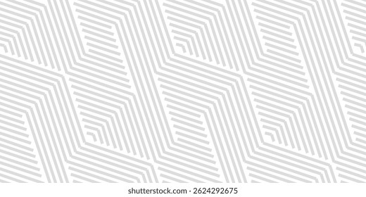 Raster geometric lines seamless pattern. White and gray abstract graphic striped ornament. Simple geometry, stripes, zigzag, chevron. Subtle modern linear background. Design for decor, print, package