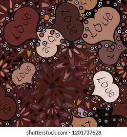 Raster golden pattern. Golden textured curls. Oriental style arabesques. Рattern on brown, black and gray colors with golden elements.