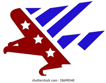 Raster graphic depicting an American flag in the shape of an eagle