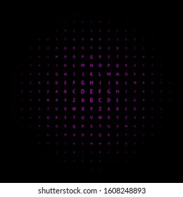 Raster halftone background. Typography background. Alphabet wallpaper.