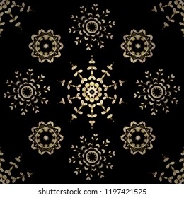 Raster hand-drawn mandala, colored abstract pattern on a green, black and blue colors.