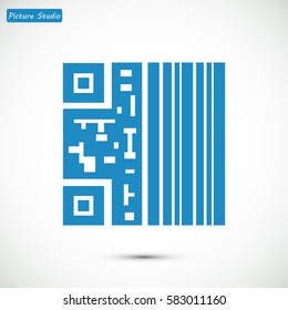 Raster illustration bar code,qr code icon, vector best flat icon EPS 10