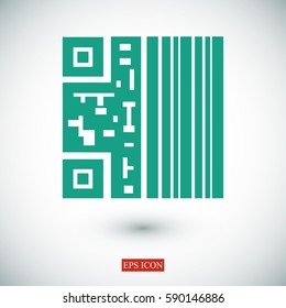 Raster illustration bar code,qr code icon, vector best flat icon EPS 10