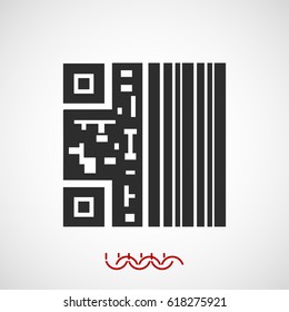 Raster illustration bar code,qr code icon, vector best flat icon EPS 10