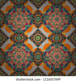Raster illustration. Digital art abstract seamless pattern. Abstract white, black and brown image with a squares.