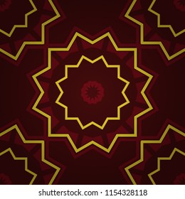 Raster illustration of dynamic composition made of red, yellow and black colors rounded shapes lines in diagonal rhythm seamless pattern.