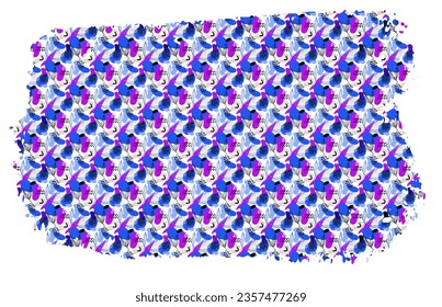 Raster illustration. Hand drawn outlined colorful seamless pattern with cupcakes, cute background on white, violet and purple. Vector.