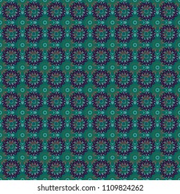Raster illustration. Seamless floral pattern with wonderful flowers in gray, yellow and green tones.