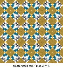 Raster illustration. Seamless floral pattern with wonderful flowers in orange, red and blue tones.