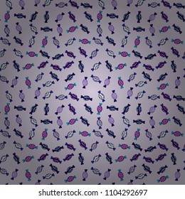 Raster illustration. Seamless pattern with watercolor sweets candies, hand drawn isolated on a blue, black and red background.