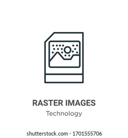 Raster images outline vector icon. Thin line black raster images icon, flat vector simple element illustration from editable technology concept isolated stroke on white background