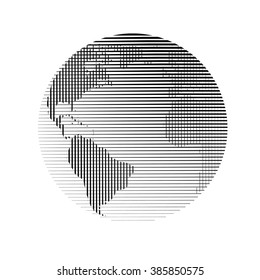 Raster linear globe, vector illustration