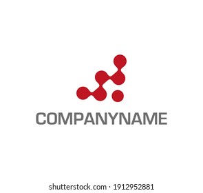 Raster made of connected dots. Ready logo