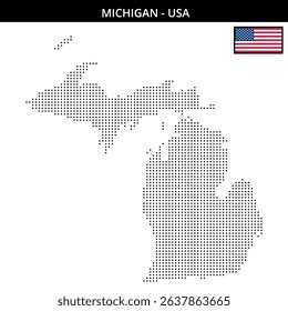 A raster map displaying Michigan with dots
